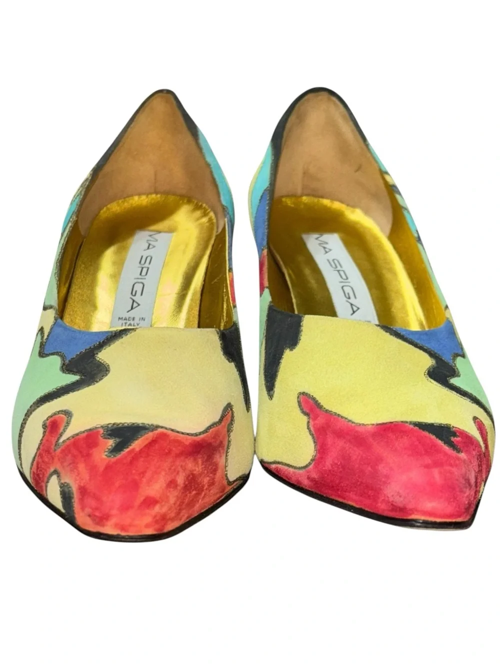 Via Spiga Vintage Italy Hand Painted Suede Pointed Toe Stiletto Pumps 9.5B